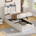 90x200 cm lit simple capitonn� avec ledavec sommier en m�tallit coffre rembourr� hydraulique avec usb ...