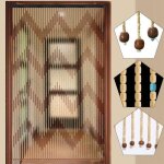 91x220cm rideau de porte 31 brins rideau de perles en bois avec motif dentel
