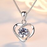 925 argent mini coeur pendentif colliers pour femmes argent cristal diamant amour coeur sautoirs violet ...