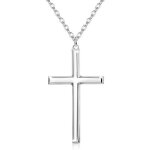 Collier homme femme en argent sterling avec pendentif croix noir - bijoux croix chretien