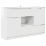 [9408731]meuble bas - buffet de salonmeuble de rangement buffet blanc brillant 100x30x656 bois ding�nieriepoid ...