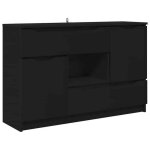 [9486369]meuble bas - buffet de salonmeuble de rangement buffet avec tiroir noir 100x30x656 bois ding�nieriepo ...