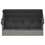 96009& lit de salon de jardin toit et coussins gri - moderne lit de salon dext�rieur toit et coussins ...