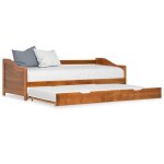 99792home new?) jills cadre de lit adulte scandinave extensible marron miel bois de pin 90x200 cm design ...