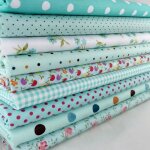 9pcs / set tissus coupon assorti diy bleu coton multi - motif 25 * 25cm