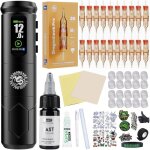 A1 pro kit complet de machine � tatouer rotative sans fil 40 mm stroke length avec batterie 2000 mah ...