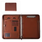 Porte - documents zipp a4 en similicuir business marron - insfity - 11 fonctions en 1