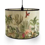Abat - jour en bambou imprim� - febest - 30x20 cm - imprim� animal et v�g�tal - cylindrique - compatible ...