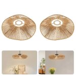 Abat - jour en rotin tress� 2 pi�ces abat - jour rond en rotin pour lustre couvre - lampe pour salle ...