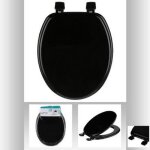 Abattant wc - bois - noir - dimensions 49x38 cm - fixations rglables - universel