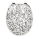 Abattant wc granito mdf blanc / noir charni�res m�tal noir