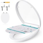 Abattant wc songmics forme o avec frein de chute clipsable universel installation facile 300 kg blanc ...