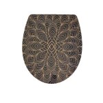 Abattant wc thermodur fin d�cor floral noir et dor� frein de chute d�clipsable 1 bouton