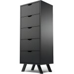 Abc meubles - chiffonnier 5 tiroirs viking scandinave bois - noir