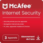 Abonnement de 2 ans à mcafee internet security pour pc mac android et ios - 3 appareils Abonnement de 2 ans à mcafee internet security pour pc mac android et ios - 3 appareils