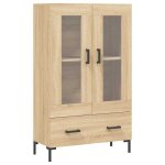 Abott@biblioth�que kenneth - armoire haute vitrine - buffet haut - ch�ne sonoma 695x31x115cm - bois ding�nieri ...