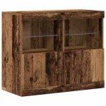 Abott@buffet bahut kenneth - led - meuble de rangement marron 81x37x665cm - bois ding�nierie - 440769 ...