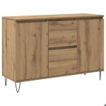 Abott@buffet de cuisine kenneth - enfilade - armoire bas vitrine ch�ne artisanal 1015x35x70cm - bois ...
