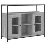 Abott@buffet de cuisine kenneth - enfilade - armoire bas vitrine sonoma gris 100x35x80cm - bois ding�nierie ...