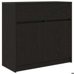 Abott@buffet de cuisine kenneth - enfilade - armoire bas vitrine avec tiroir ch�ne noir 80x34x76cm - ...