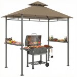 Abri barbecue ext�rieur - outsunny - double toit 2 �tag�res lat�rales - cadre en m�tal - 245x146x255cm ...