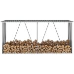 Abri bûches - acier galvanisé - 330x84x152 cm - gris Abri bûches - acier galvanisé - 330x84x152 cm - gris