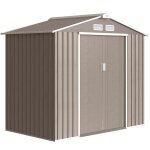 Abri de jardin 25 m� outsunny remise pour outils avec fondation - cabanon porte verrouillable - t�le ...