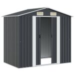 Abri de jardin en acier - wiens - 204x132x186 cm - anthracite - acier galvanis� - 4 a�rations - portes ...