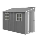 Abri de jardin adoss� - ideko - 12 x 3 m - m�tal - fixation r�versible - 2 fen�tres