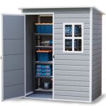 Abri de jardin - bealife - r�sine - plancher - f�n�tre - porte - monopente - moraillon - cabanon gris ...