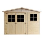 Abri de jardin en bois 11. 97 m� timbela - pin / �pic�a - ep. 17 mm - 324x416 cm - construction de panneaux ...