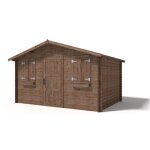 Abri de jardin en bois 12m2 4x3m trait� ep. 28mm couleur: marron dom418 altanka