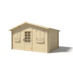 Abri de jardin en bois - 12m2 - 4x3m - ep. 28mm - couleur: naturel - dom137