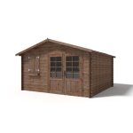 Abri de jardin en bois 16m2 4x4m trait� ep. 28mm couleur: marron dom181 altanka