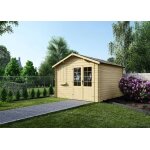 Abri de jardin en bois - 16m2 - 4x4m - ep. 28mm - couleur: naturel - dom130
