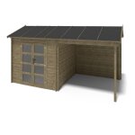 Abri de jardin en bois - 1740m2 - 579x3m - trait� - ep. 28mm - couleur: vert - dom718