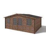 Abri de jardin en bois 20m2 5x4m trait ep. 28mm couleur: marron - altanka - dom566