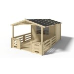 Abri de jardin en bois - 3x2 m + terrasse avec balustrade et avant - toit en bois - 15 m2 - dom420 + ... Abri de jardin en bois - 3x2 m + terrasse avec balustrade et avant - toit en bois - 15 m2 - dom420 + ...