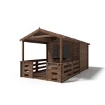 Abri de jardin en bois - 3x3 m + terrasse avec balustrade et avant - toit en bois - 18 m2 - trait� - ...