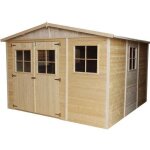 Abri de jardin en bois 9 m� timbela - ep. 17 mm - 316x324 cm - construction de panneaux - pin / �pic�a ...