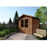 Abri de jardin en bois - 9m2 - 3x3m - trait - ep. 28mm - couleur: marron - dom427