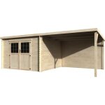 Abri jardin bois eden avec extension - 18. 02 m - 6. 05 x 2. 98 x 2. 09 m - 28 mm