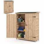 Abri de jardin en bois massif - relax4life - toit asphalte inclin� - etag�re amovible - double porte ...