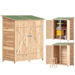 Abri de jardin en bois - outsunny - avec table � double couche amovible toit en asphalte imperm�able ...