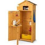 Abri de jardin en bois de sapin 1805 cm costway - 3 etagres amovibles - table pliable - toit en asphalte ...