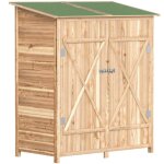 Abri de jardin en bois sapin avec table dappoint dimensions 140 x 75 x 157 cm storage ext�rieur pratique ...