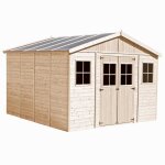 Abri de jardin en bois 16 m� timbela - 418 x 420 cm - plancher inclus - construction de panneaux - m330 ...