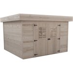Abri de jardin bois toit plat - habrita - 8. 4 m - sapin brut - porte double