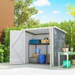 Abri de jardin cabane de jardin 109 m� 2 portes verrouillables 147 x 86 x 134 cm t�le dacier gris clair ...