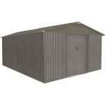 Abri de jardin - chalet & jardin - 10x14m - mtal imitation bois vieilli - gris